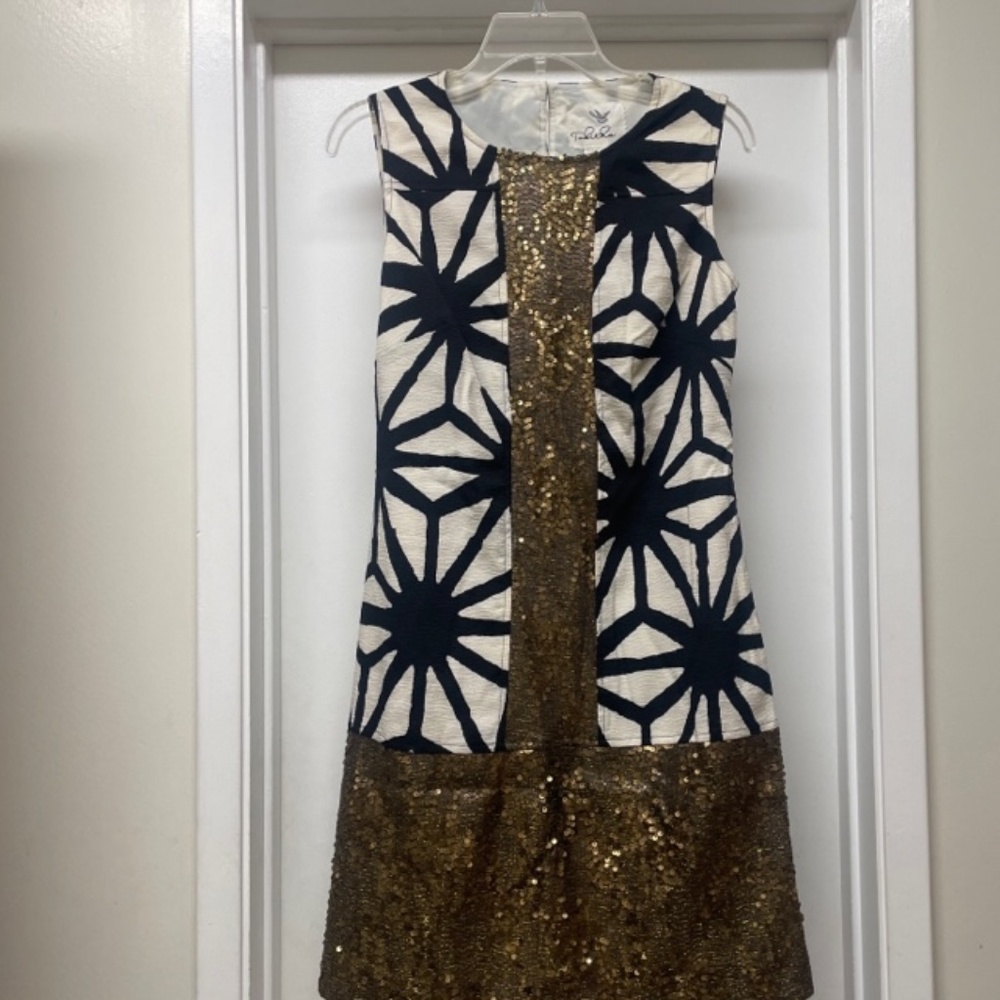 NWT Tabitha Anthro Karimata Dress Gold Sequin - Picture 3 of 12